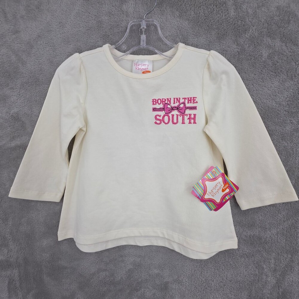 Nursery Rhyme Play Top 18M Long Sleeve Born in the South Colorful Bows Kids New